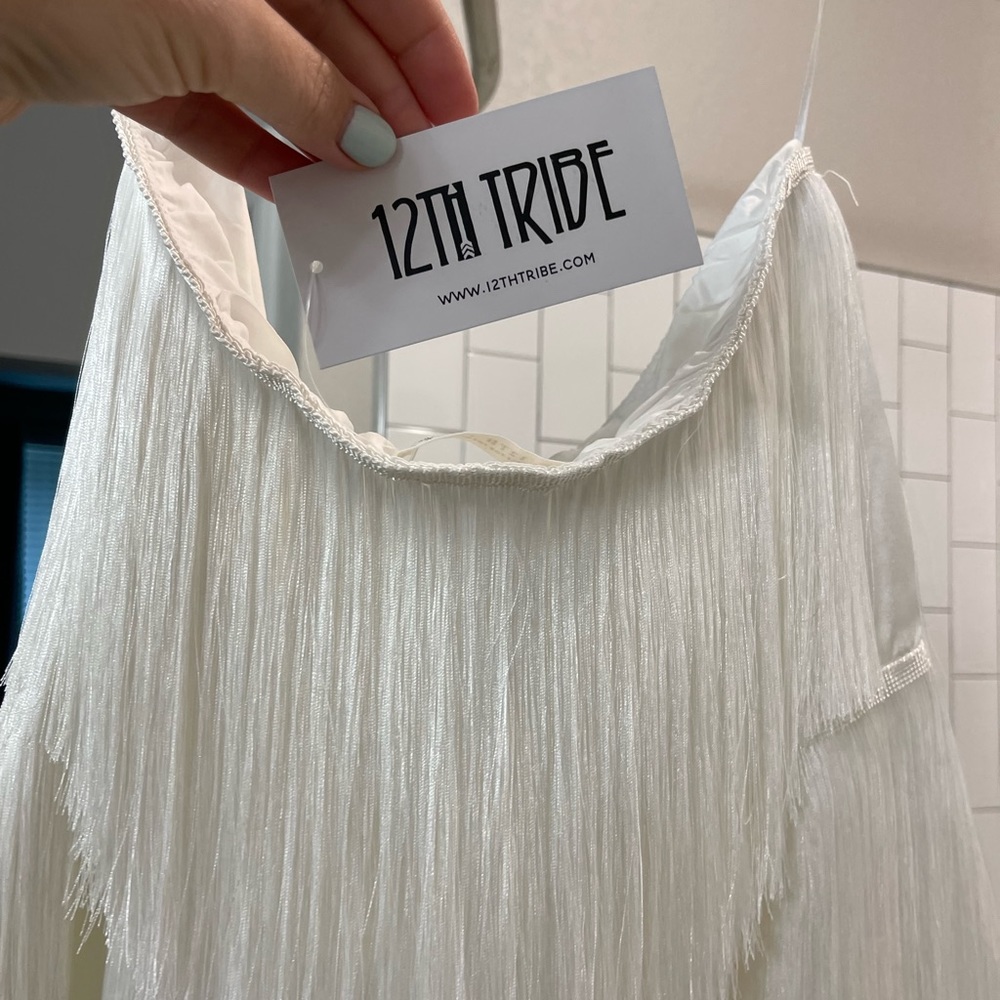 12th Tribe White Fringe Skirt
